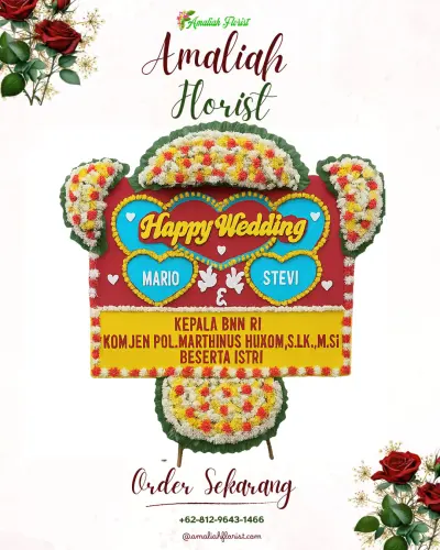 Karangan Papan Bunga Pernikahan di Cepoko